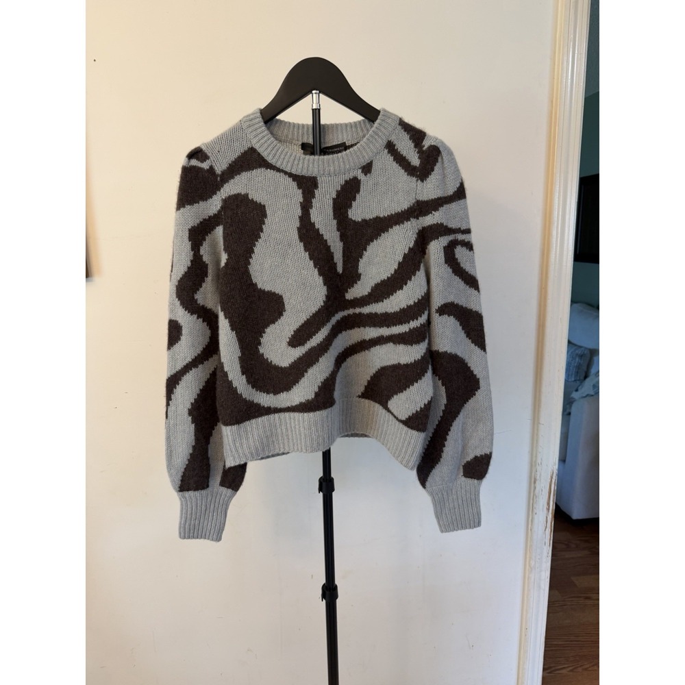 360 Cashmere Sweater Womens Small 100% Cashmere Brown/Gray Design